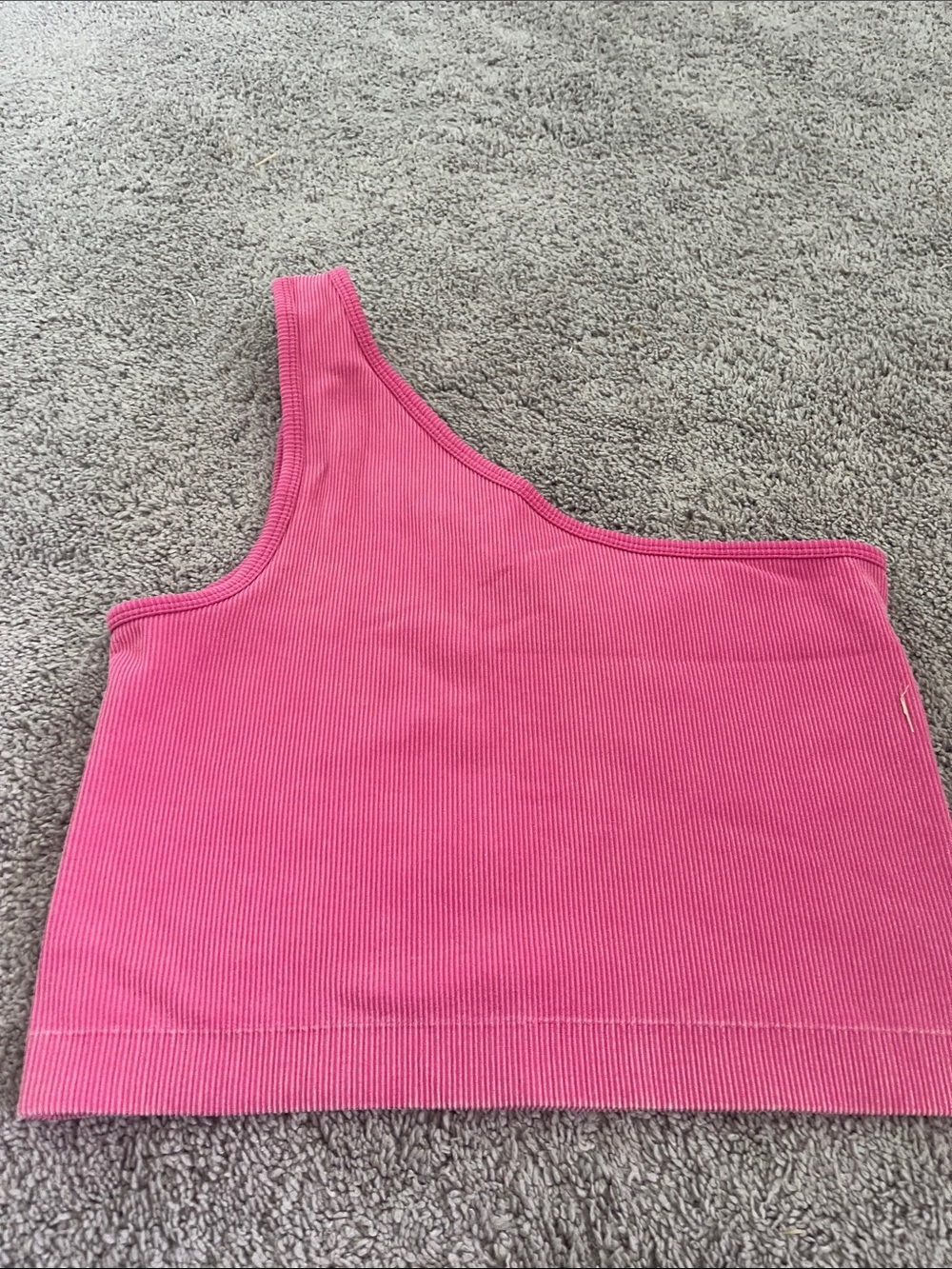 Asymmetric Ribbed Crop Top in Pink